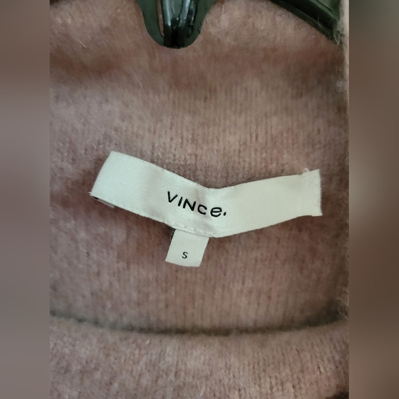 Vince Plush Boiled Cashmere Funnel Neck Sweater Vintage Rose Pink Small $448 - Picture 4 of 10